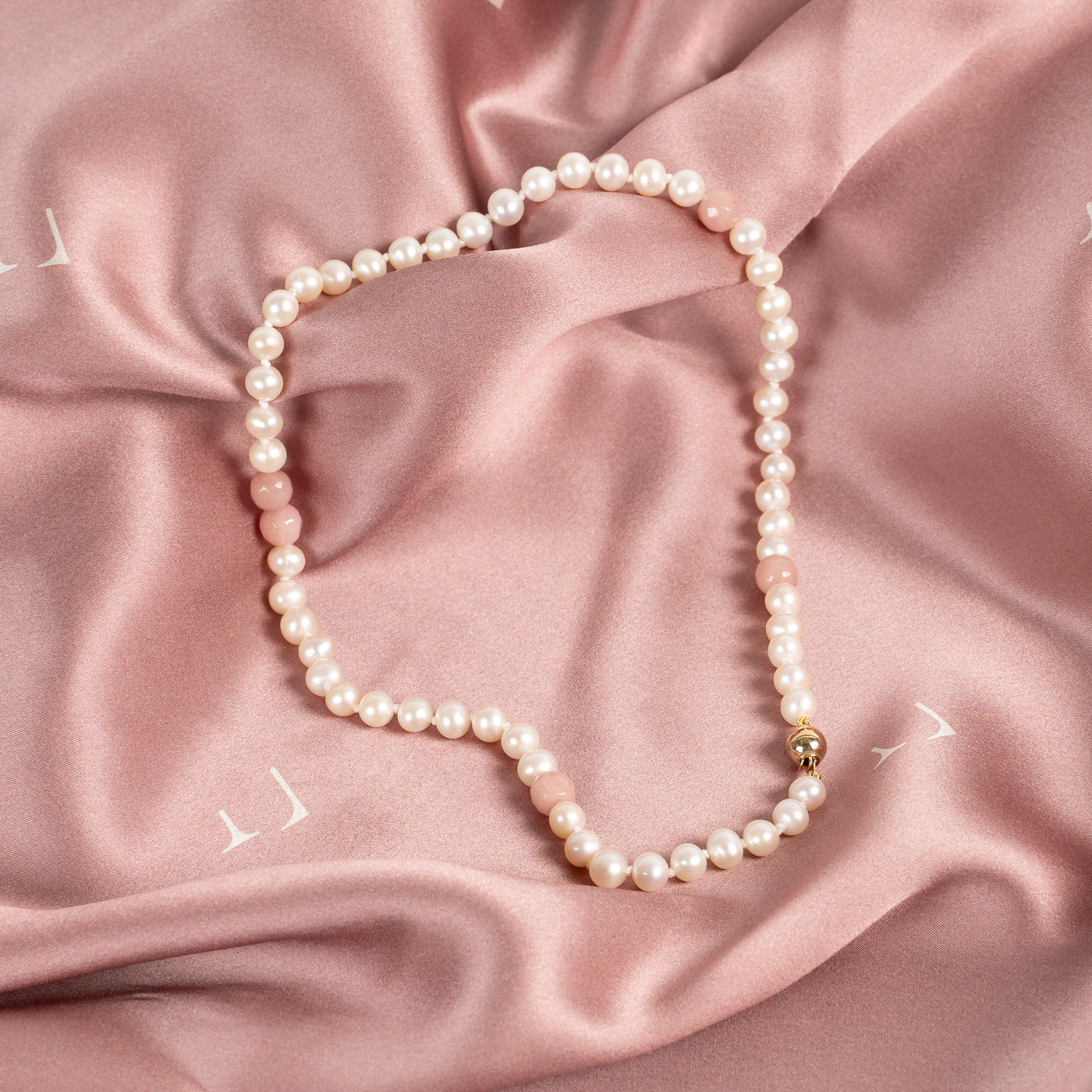 Halskjede Milena Pearl & Dusty Pink