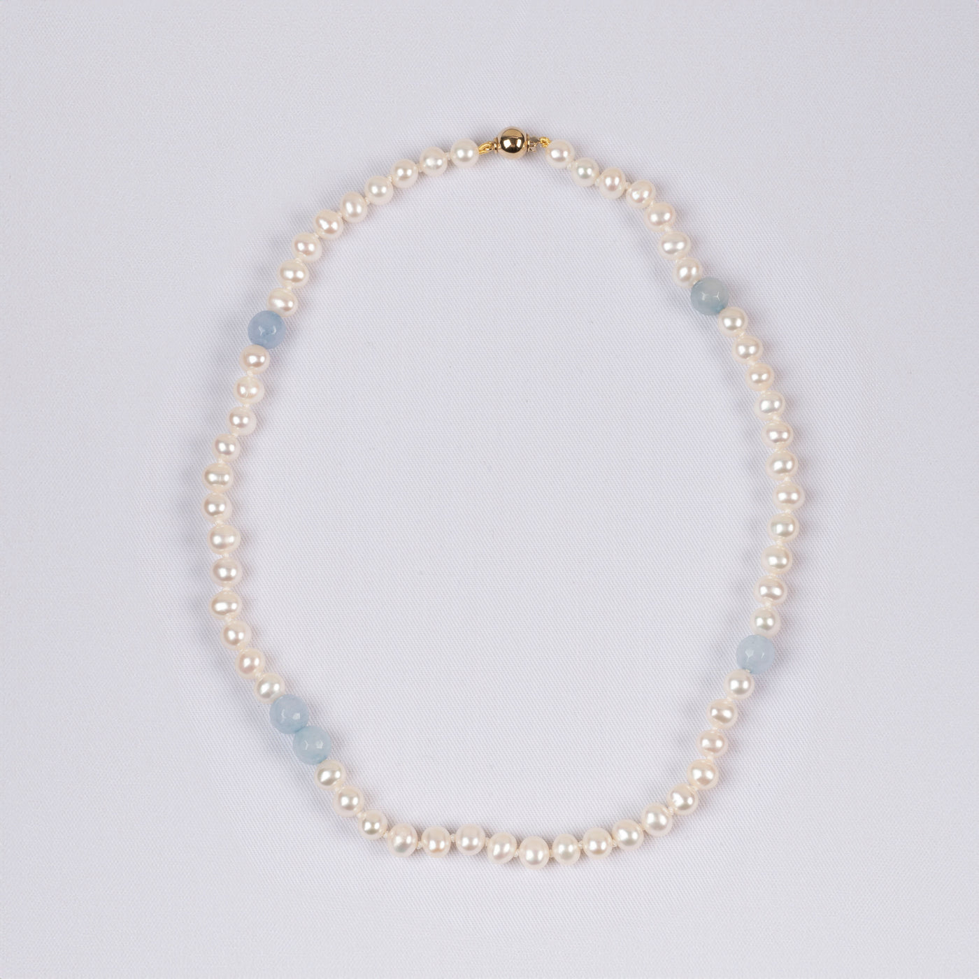 Halskjede Milena Pearl & Light Blue