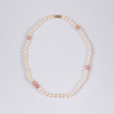 Halskjede Milena Pearl & Dusty Pink