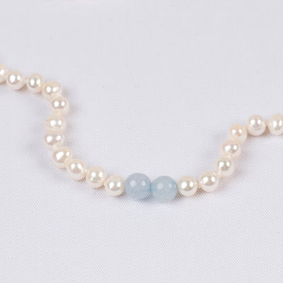 Halskjede Milena Pearl & Light Blue