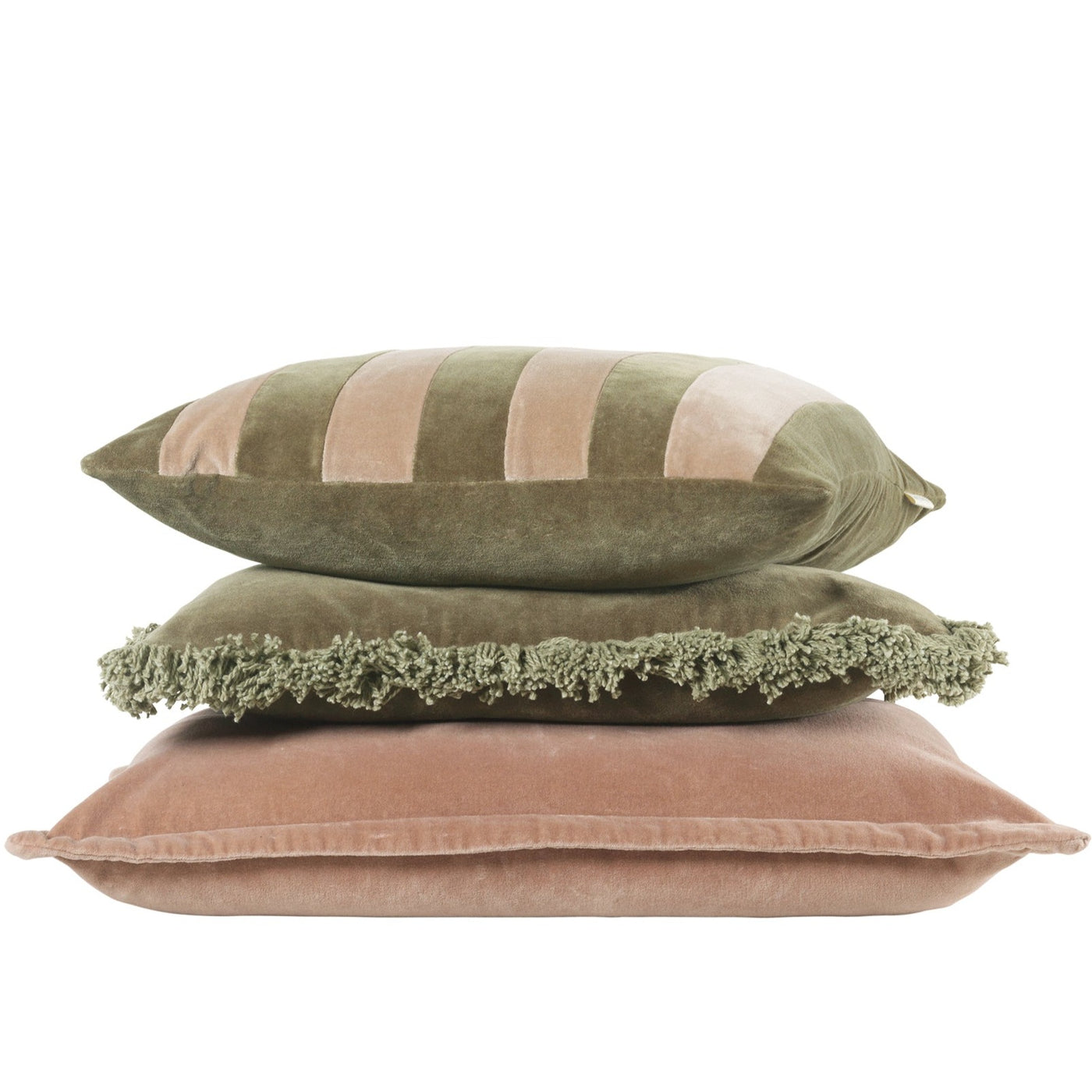 Cozy Living Putetrekk Marlen Matcha - Mykt og deilig putetrekk i 100% bomull, vist sammen med Cozy Living Putetrekk Matcha & Vintage Rose og Cozy Living Putetrekk Braley Vintage Rose